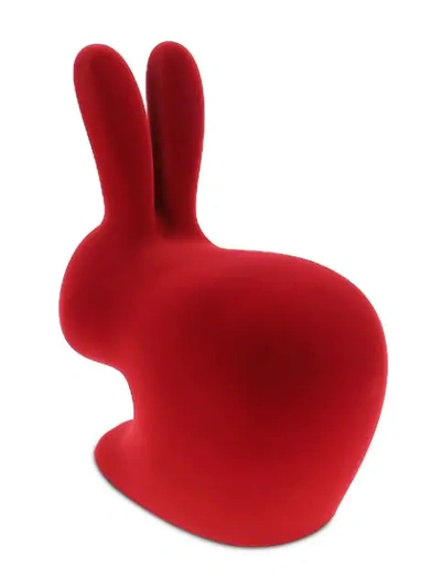 Shop Qeeboo Velvet-effect Rabbit Baby Chair In Red