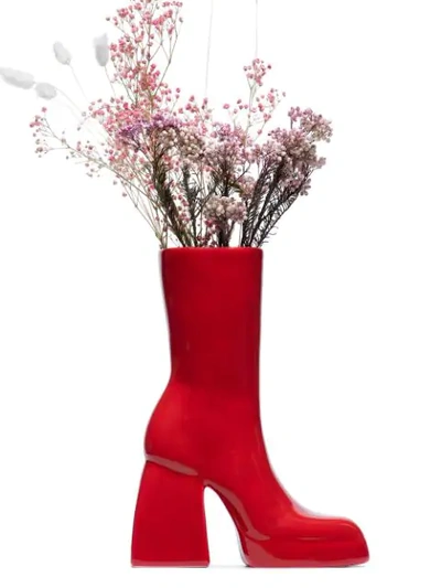 Shop Anissa Kermiche X Nodaleto Ceramic Boot Vase In Red
