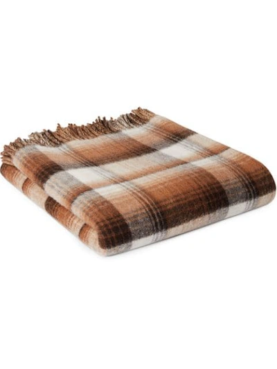 Shop Gucci Gg And Check Throw Blanket In Brown