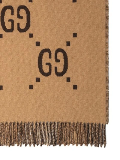 Gucci Gg And Check Throw Blanket In Brown