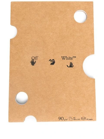 Shop Off-white Logo Print A5 Notebook In Brown