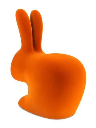Shop Qeeboo Velvet-effect Rabbit Chair In Orange