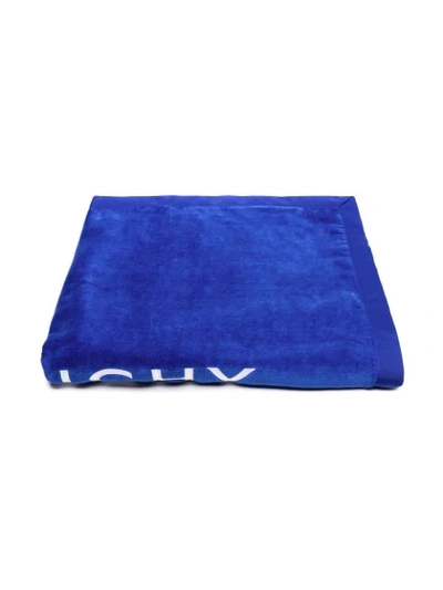 Shop Givenchy Logo-embroidered Towel In Blue