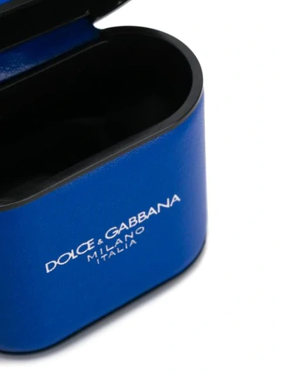 Shop Dolce & Gabbana Printed Logo Airpods Case In Blue