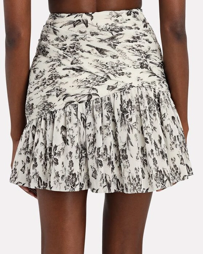 Shop Zimmermann Pleated Toile Mini Skirt In Ivory/black