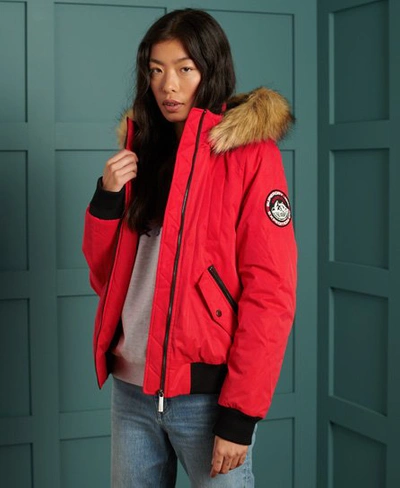 Shop Superdry Microfibre Bomber Jacket In Red