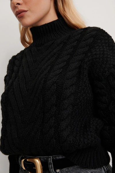 Shop Trendyol Cable Knit Detail Sweater - Black