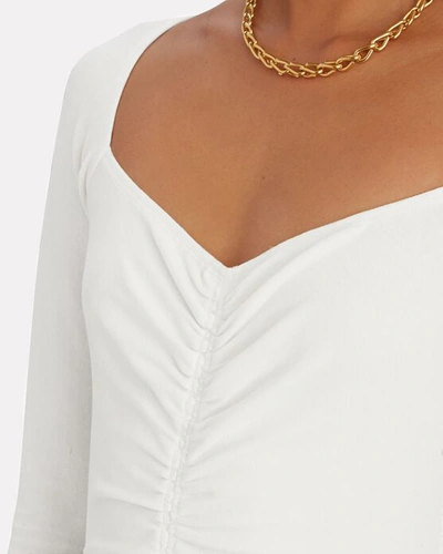 Shop A.l.c Halley Ruched Long Sleeve T-shirt In White