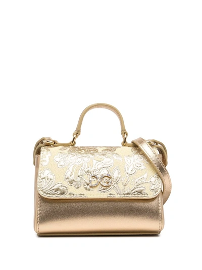 Shop Dolce & Gabbana Embroidered Tote Bag In Gold