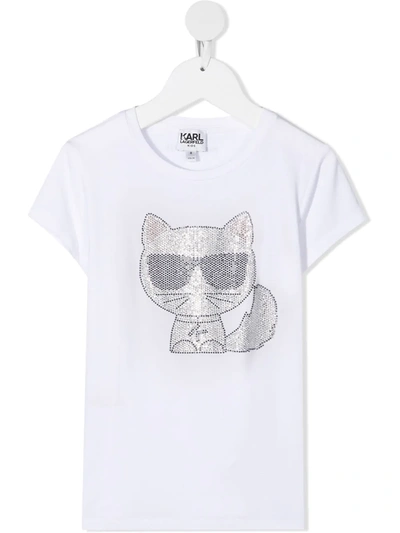 Shop Karl Lagerfeld Ikonik Choupette T-shirt In White