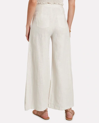 Shop Faithfull The Brand Duda Linen Wide-leg Pants In Ivory