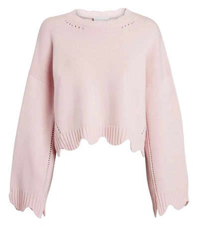 Shop 3.1 Phillip Lim / フィリップ リム Scalloped Wool-cashmere Sweater In Light Pink