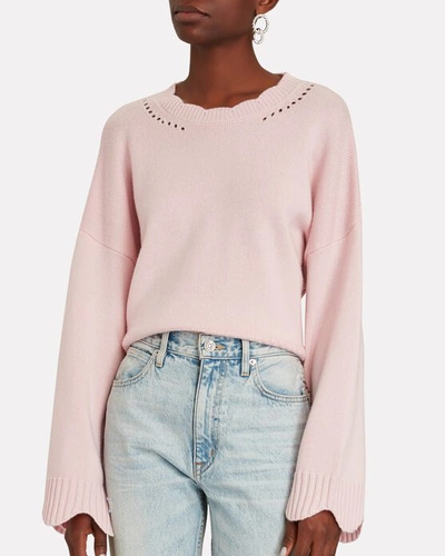 Shop 3.1 Phillip Lim / フィリップ リム Scalloped Wool-cashmere Sweater In Light Pink