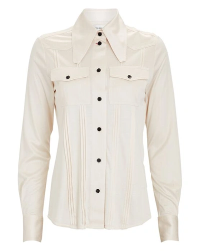 Shop Victoria Beckham Slinky Silk Jersey Button-down Shirt In Ivory