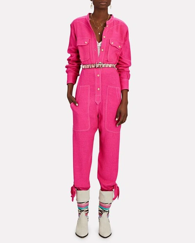 Shop Isabel Marant Étoile Tacaia Silk Twill Jumpsuit In Pink