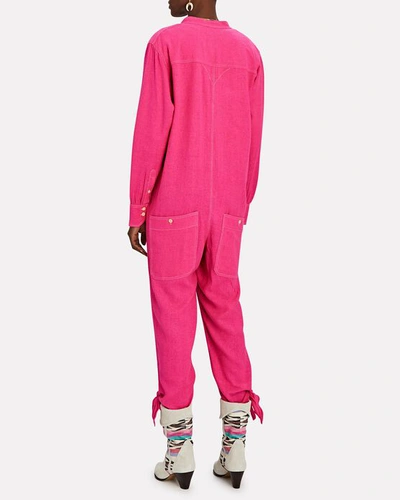 Shop Isabel Marant Étoile Tacaia Silk Twill Jumpsuit In Pink