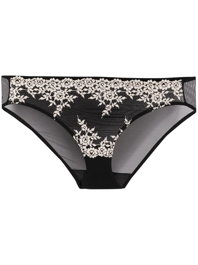 Shop Wacoal Floral Embroidered Briefs In Black
