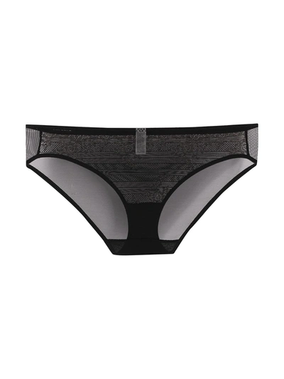 Shop Wacoal Floral Embroidered Briefs In Black