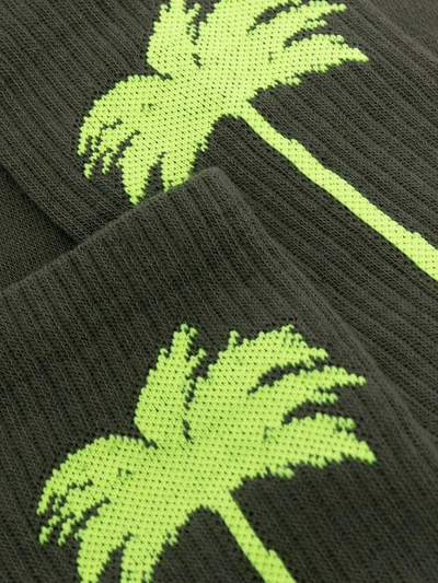 Shop Palm Angels Intarsia Palm Tree Socks In Green