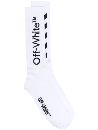 Shop Off-white Diag Stripe Logo Socks In White