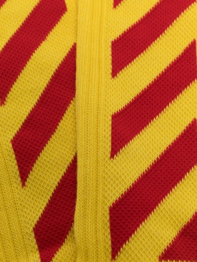 Shop Off-white Diag Stripe Logo Socks In Yellow