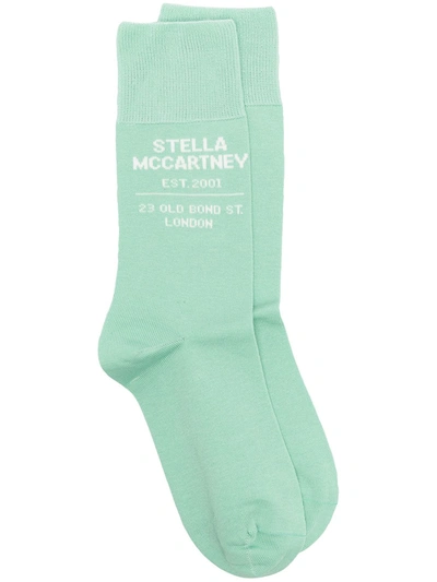 Shop Stella Mccartney 23 Obs Logo Socks In Green