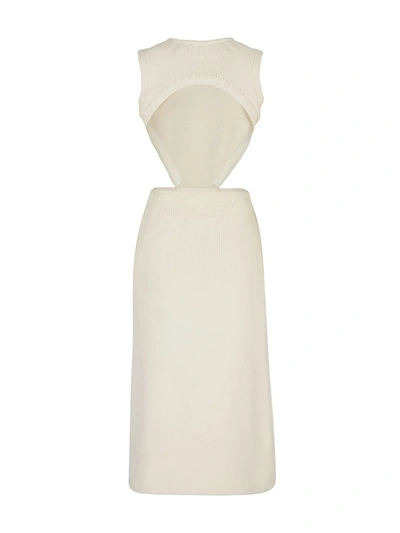 Shop Fendi Open-back Knitted Dress In White