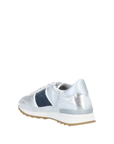Shop Philippe Model Woman Sneakers Silver Size 6 Textile Fibers, Soft Leather