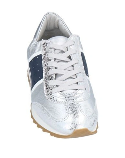 Shop Philippe Model Woman Sneakers Silver Size 6 Textile Fibers, Soft Leather