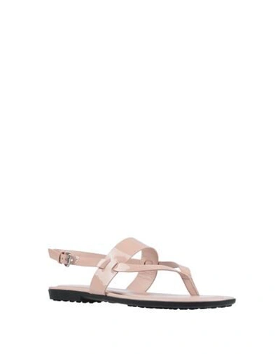 Shop Tod's Toe Strap Sandals In Light Pink