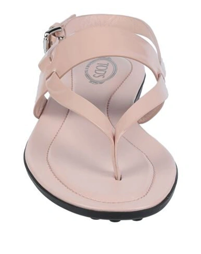 Shop Tod's Toe Strap Sandals In Light Pink