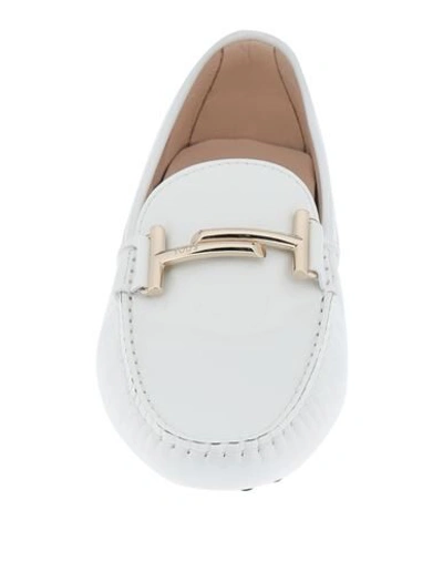 Shop Tod's Woman Loafers White Size 8.5 Soft Leather