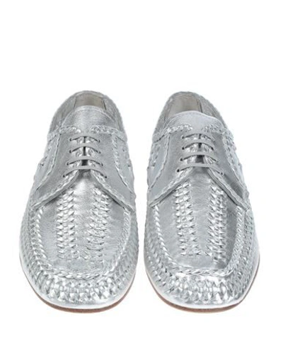 Shop Prada Lace-up Shoes In Silver