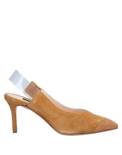 Shop Pinko Woman Pumps Camel Size 9 Soft Leather In Beige