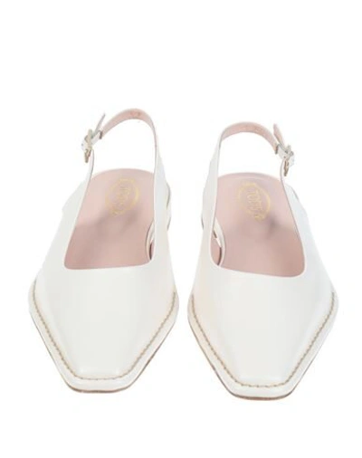 Shop Tod's Woman Ballet Flats Ivory Size 6.5 Leather In White