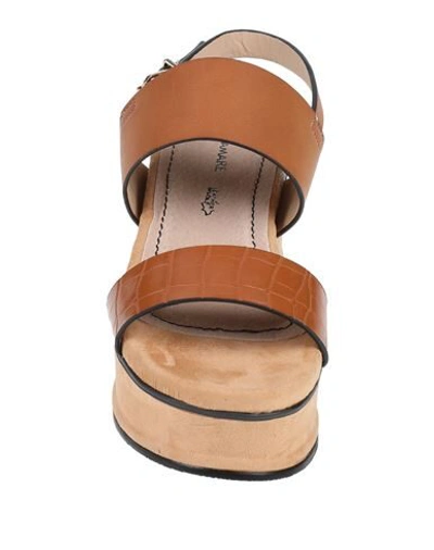 Shop Maria Mare Woman Sandals Camel Size 7 Textile Fibers In Beige
