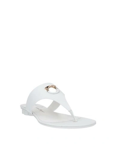 Shop Ferragamo Toe Strap Sandals In White