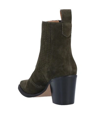 Shop Ganni Ankle Boots In Military Green