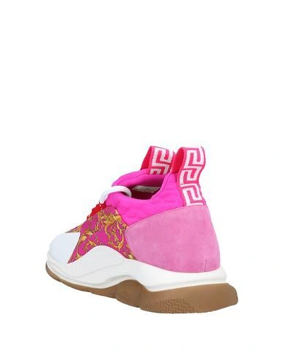 Shop Versace Woman Sneakers Fuchsia Size 9.5 Textile Fibers In Pink