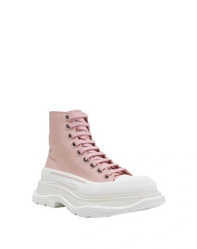 Shop Alexander Mcqueen Woman Ankle Boots Pink Size 8 Cotton