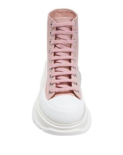 Shop Alexander Mcqueen Woman Ankle Boots Pink Size 8 Cotton