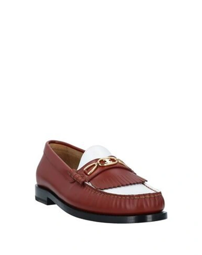 Shop Celine Loafers In Brick Red