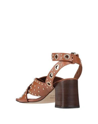 Maje Ferma Eyelet-embellished Leather Sandals In Brown
