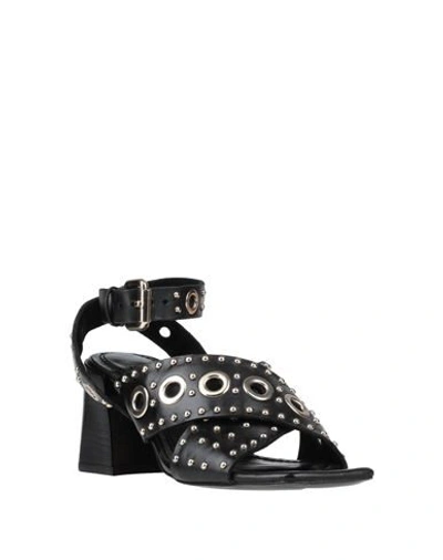 Maje Ferma Eyelet-embellished Leather Sandals In Black