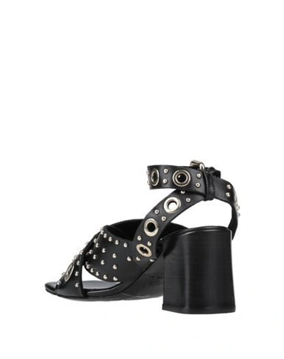 Maje Ferma Eyelet-embellished Leather Sandals In Black