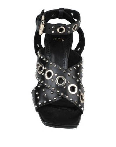 Maje Ferma Eyelet-embellished Leather Sandals In Black
