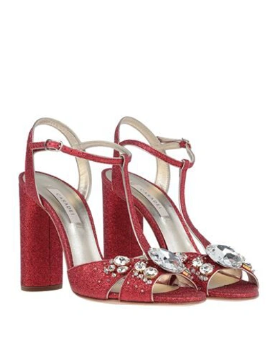 Shop Casadei Woman Sandals Red Size 8 Textile Fibers