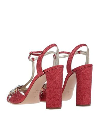 Shop Casadei Woman Sandals Red Size 8 Textile Fibers
