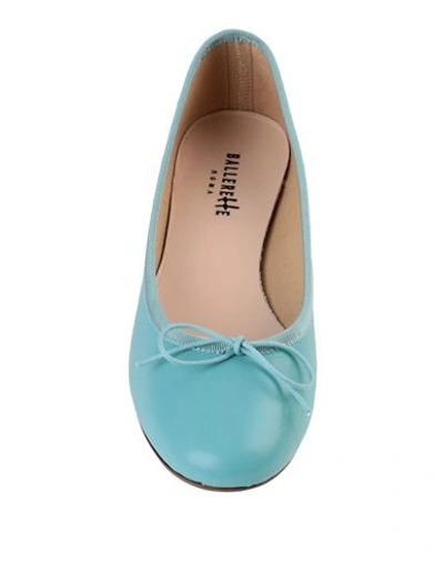 Shop Ballerette Colonna Woman Ballet Flats Turquoise Size 7 Soft Leather In Blue