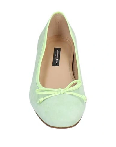 Shop Alberto Zago Ballet Flats In Light Green